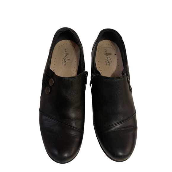 Women’s CLARKS Collection Emslie Black Leather Shoes Heels - Picture 8 of 11